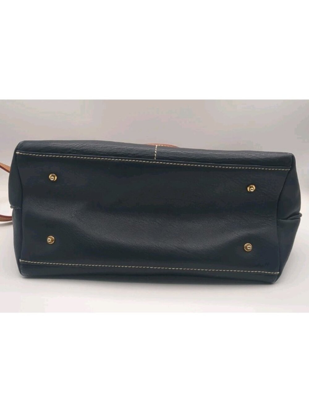 Dooney & Bourke Navy Pebbled Leather Dillen Double Pocket Satchel Purse - Picture 5 of 16
